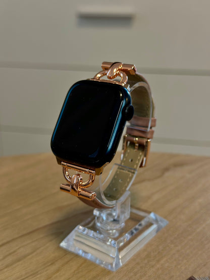 Nahkaranneke yksityiskohdilla Apple Watch - Ruusujauhe - 38|40|41mm 42|44|45|49mm Ranneke